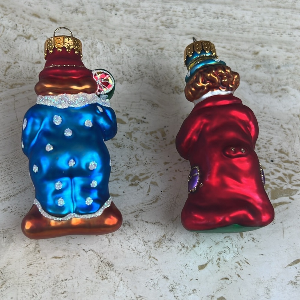 Hand crafted glass ornaments 2 clowns - Picture 6 of 7